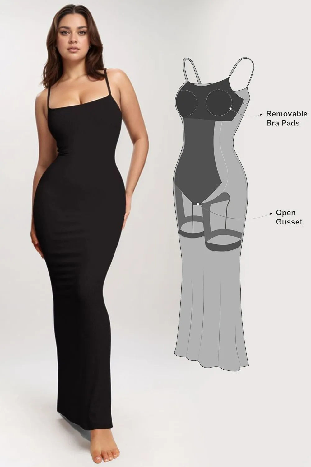 Model wearing a black shapewear dress from Mimi Bella